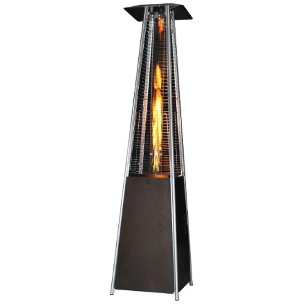 

Square Design Propane Patio Heater 40,000 BTU Golden Hammered Finish 89" Tall 360 Degree Heat Tube Push Button Ignition Gas
