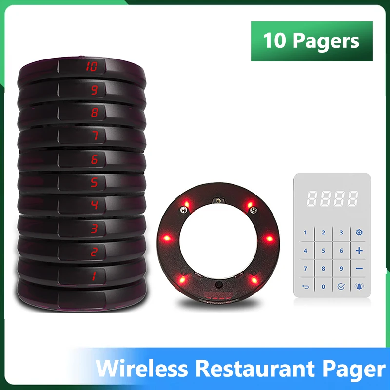 

Wireless Restaurant Pager System Waterproof Queue Paging Calling System Waterproof Buzzers Easy Clean for Coffee Shop Food