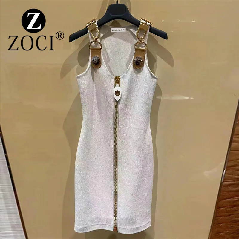 

[zoci] Women Sexy Slim Fit Camisole Dress French Style Autumn Low Neckline Sleeveless Undershirt Wrapped Buttocks Skirt New