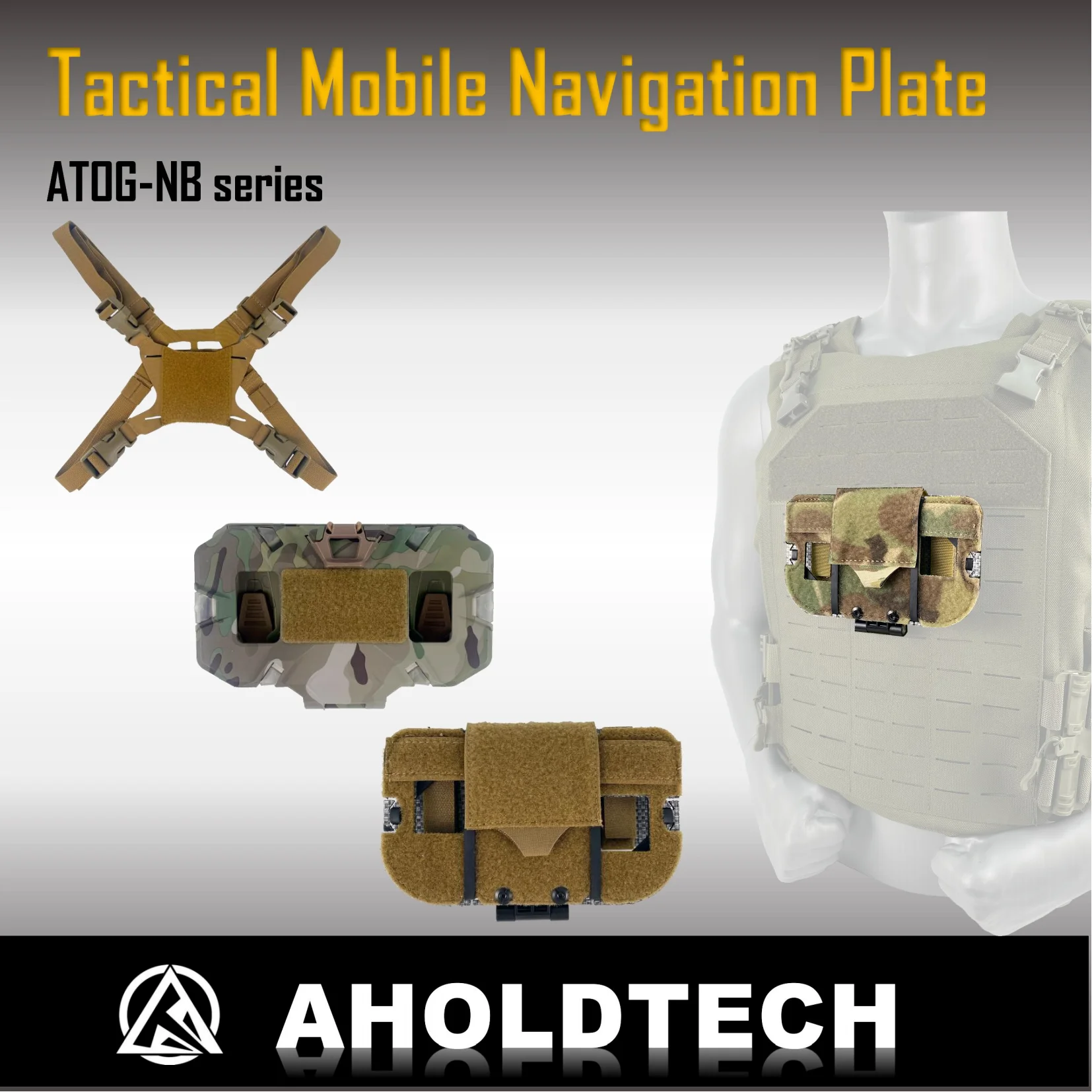 Aholdtech Tactical Lightweight Universal Molle Mobile Navigation Plate Chest Hanging Mobile Holder Folding Phone Bag