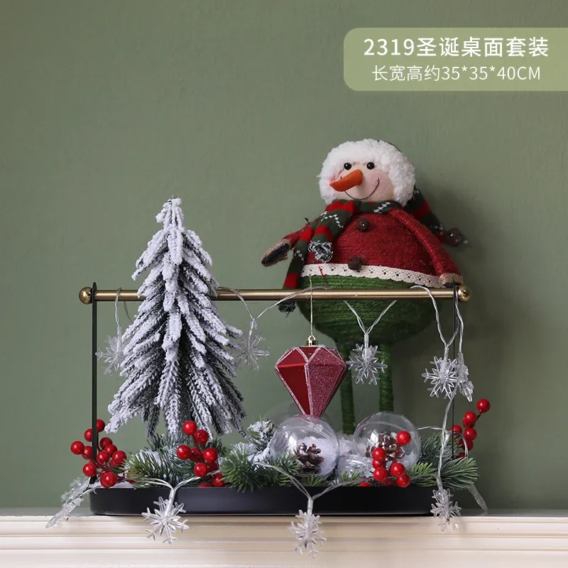 Plateau de table pour arbre de noël, ornements, scène de décoration de noël, paquet de déguisement d'atmosphère festive