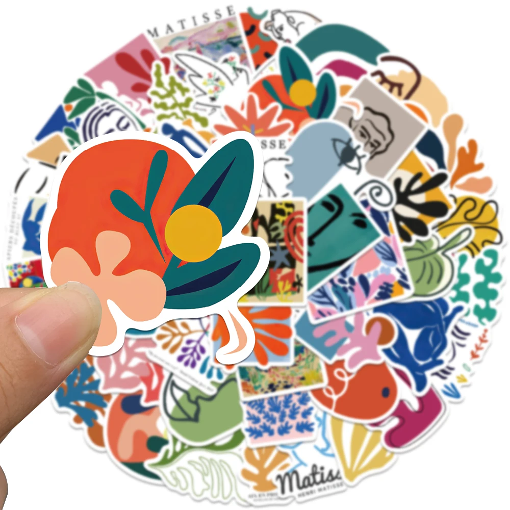 50pcs Matisse Style Sticker Cartoon Fashion Decal For Diary Fridge Closet Wallet Backpack Envelope Label Magazine Decal Sticker