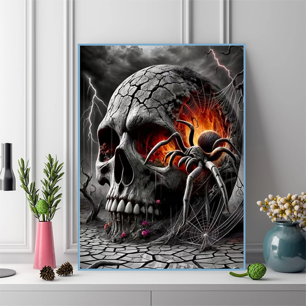 

Diamond Embroidery Skeleton Horror Full Square Round Diamond Painting Spider DIY Abstract Cross Stitch Mosaic Wall Art