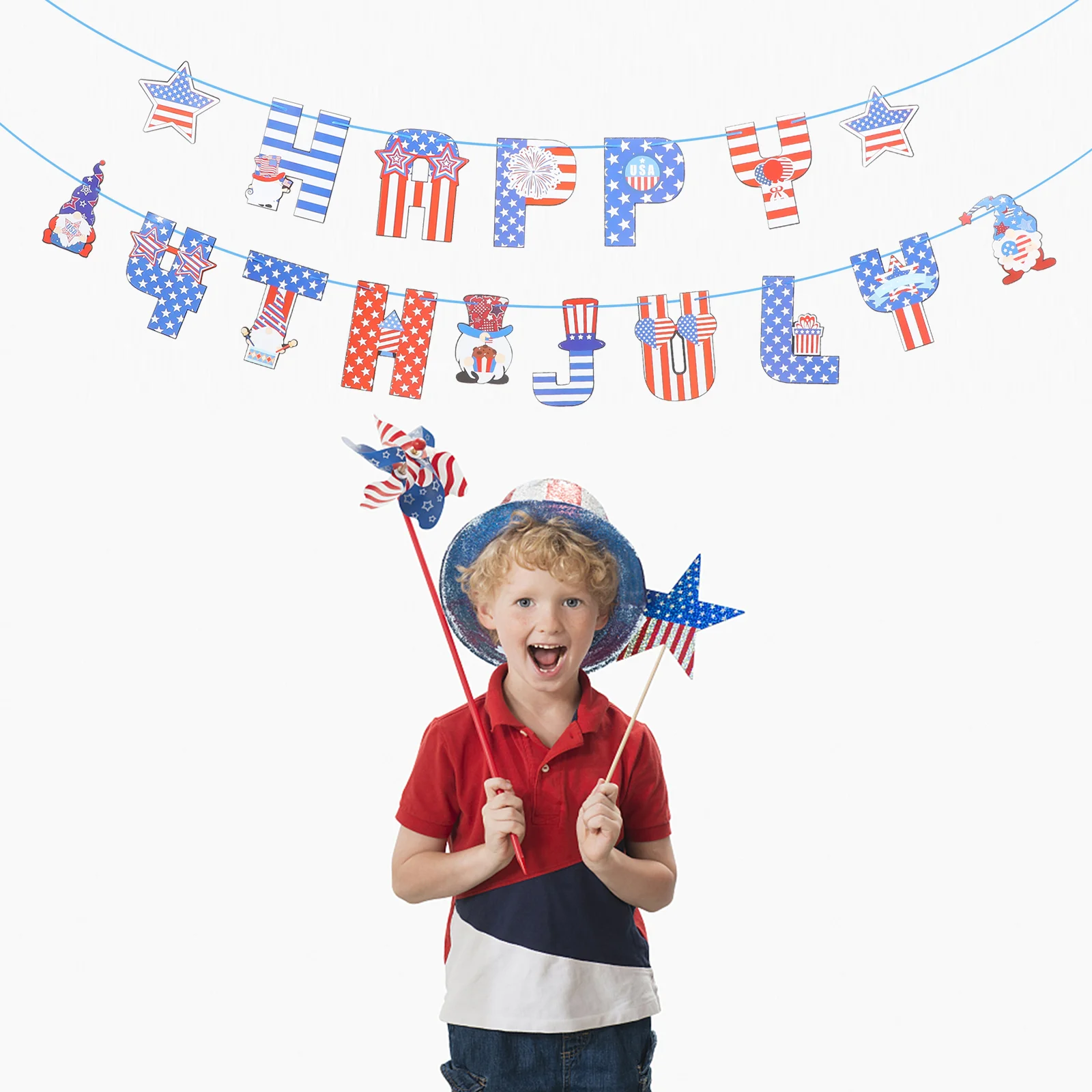 USA Independence Day Banner 4th July Patriotic Garland Party Hanging nament Themed Mall Decor Lightweight Wall Fireplace