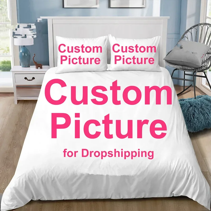 Novo conjunto de cama personalizado personalizado 3d impresso conjuntos capa edredão com fronha dupla completa rainha rei tamanho pod dropshipping