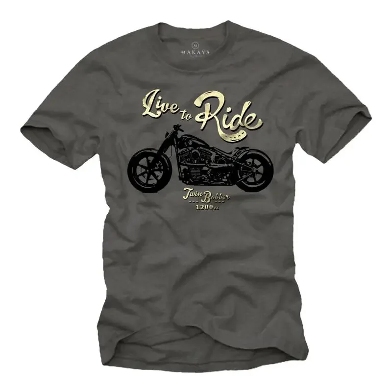 Motorcycle Men's Custom Twin Bobber T Shirt Live to Ride Biker