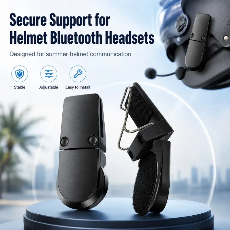 Motorcycle Helmet Bluetooth Headset Clip Adjustable Plastic Steel Earphone Mount Bracket for Thin Thick Summer Helmet Edge Use