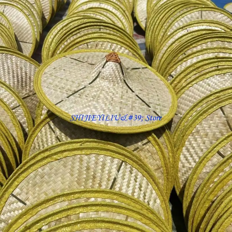 E21F Breathable Bamboo Conical Hat for Oriental Costumes Travel and Shade Use