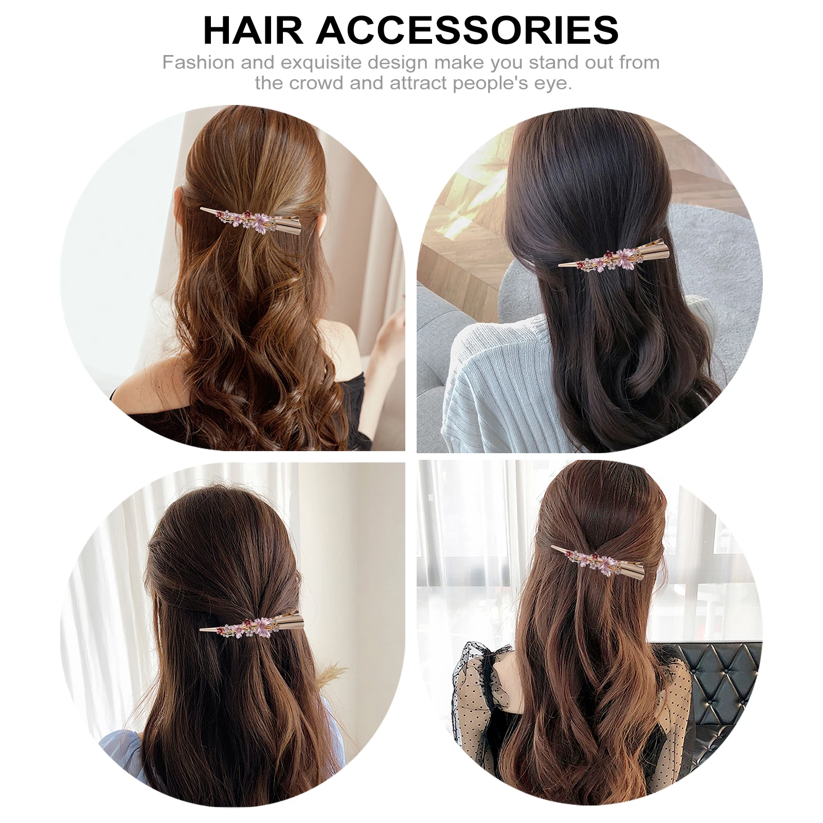 

Metal Flower Hair Clips Decorative Accessories Women Purple Barrettes Durable Fashion Design Party Festival Travel Daily Life