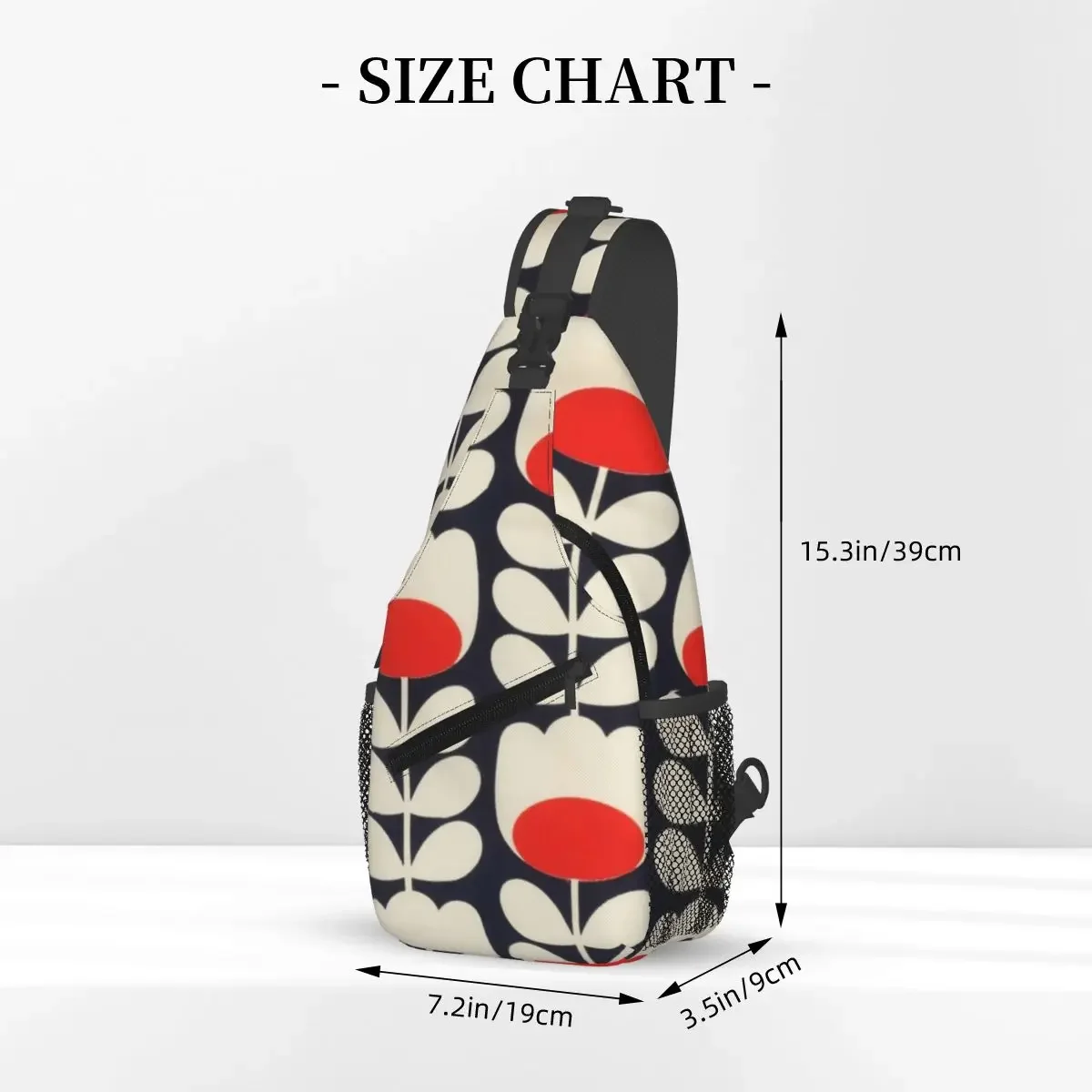 Orla Kiely, Multi Stem Flowers, Red,white Sling Backpack Sling Bag Hiking Chest Bag Daypack Men Crossbody Backpack Shoulder Bag