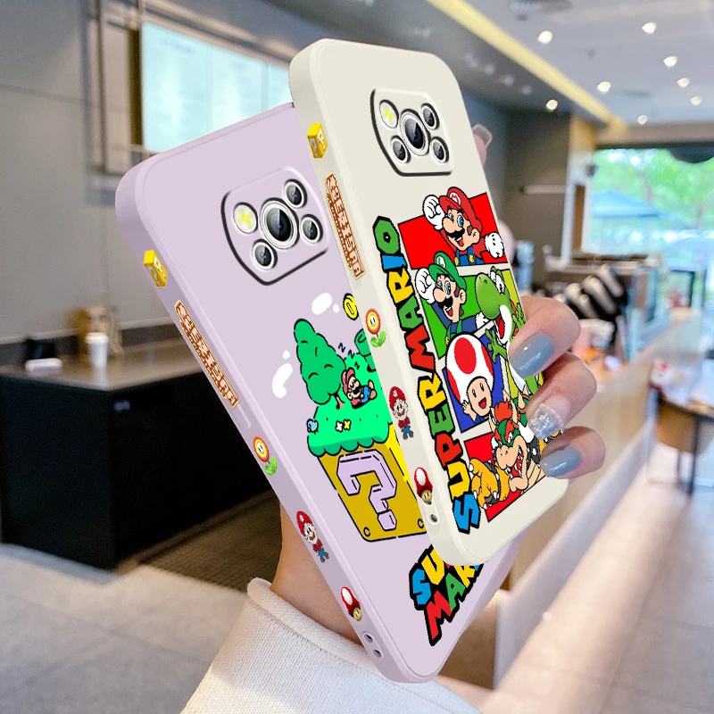 M-Marios Cool Fashion Cartoon Liquid Left Rope For Xiaomi Mi Poco X6 X5 X4 X3 M6 M5 M5S M4 M3 F5 F4 F3 C65 Pro 5G Cover