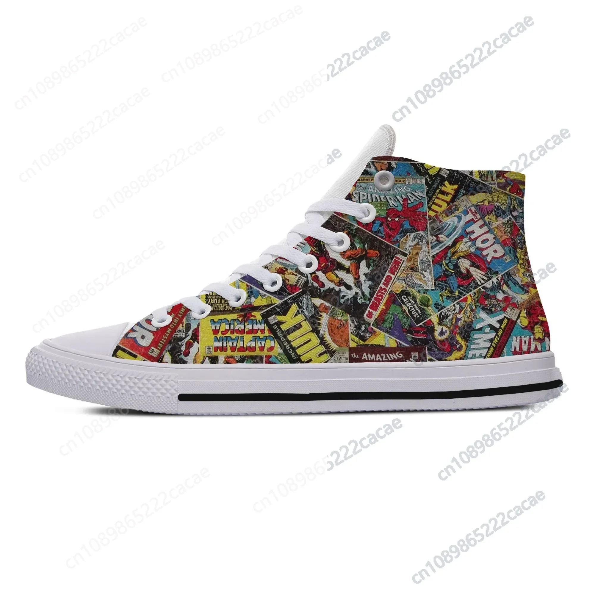 Hot Vintage Comic Book Heroes Novelty Design Lightweight High Top Canvas Shoes Men Women Casual Breathable Sneakers Board Shoes