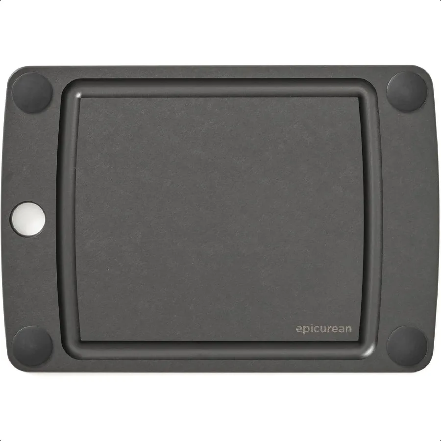 

Разделочная доска AllInOne с нескользящими ножками и пазом для сока, 10×7 шифер, черный