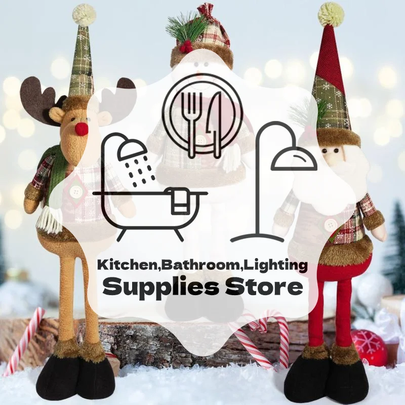 

Retractable Christmas Decorative Dolls Set Reindeer Snowman Santa Claus Standing Ornaments Merry Christmas Home Party Decor