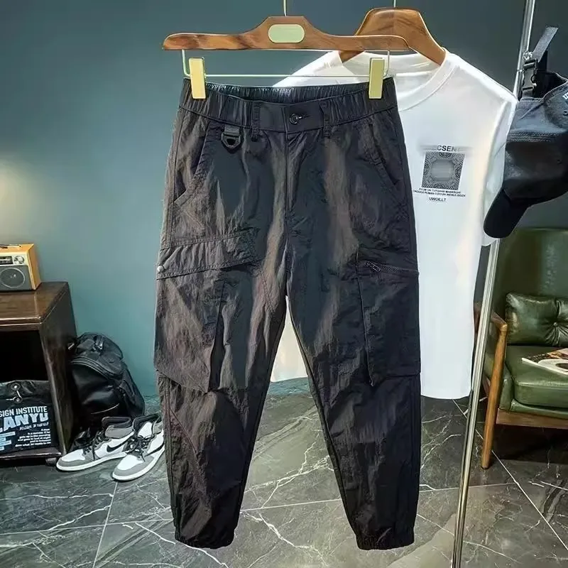 

Loose Fit Men's Bla Casual Pants Autumn Winter plus Size 300 Pou ort Stature American Workwear Loose Long Trousers