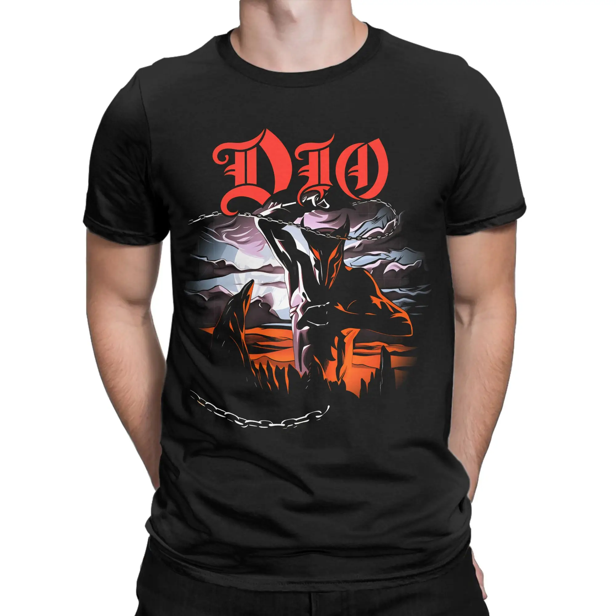 Men T-Shirt Dio Band Vintage 100% Cotton Tees Short Sleeve  T Shirts Round Collar Clothes Plus Size