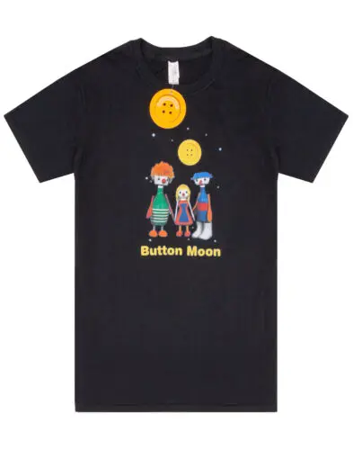 

Button Moon Black Short Sleeved T-Shirt (Womens)