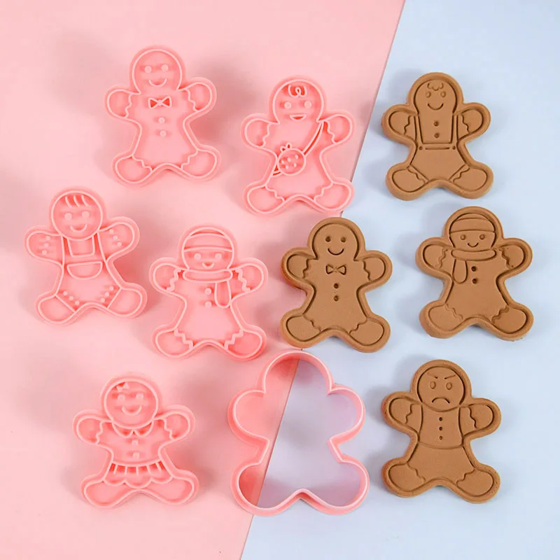 

11pcs Christmas Gingerbread Cookie Cutter Gingerbread Man Plastic Candy Biscuits Chocolate Mould For Xmas Party Cake DecorTools