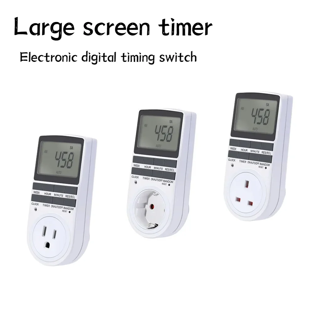 Electronic Digital Timer Switch 24 Hour Cyclic EU UK US Plug Kitchen Timer Outlet Programmable Timing Socket Large Screen Timer