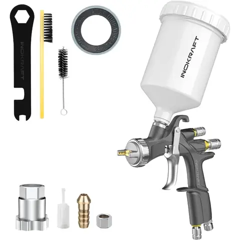 InoKraft D1 LVLP Air Spray Gun Basic Kit for Easy and Efficient DIY Painting Applications on Cars and Houses Features 1.3mm Noz