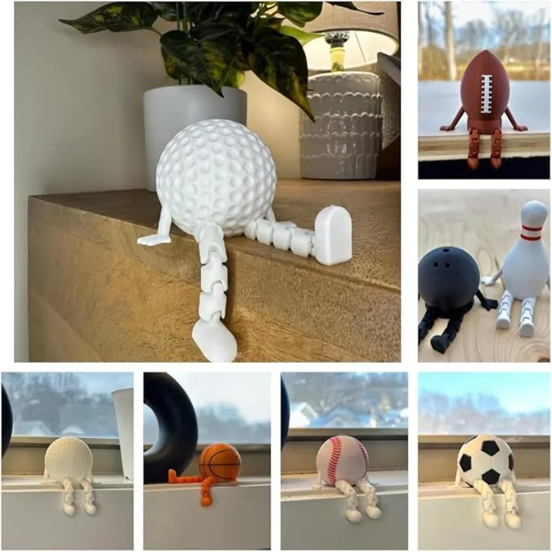 3D Printed Interactive Soccer Buddy Articulated Movable Joints Soccer Ball Figurines,Fun Toy Miniature Sports Ball Collection