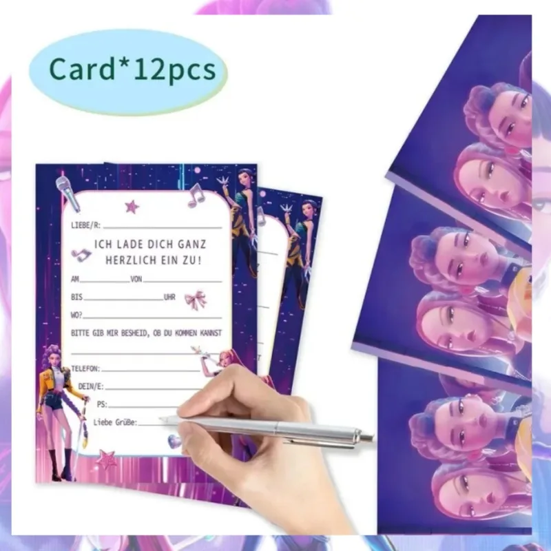 KPOP Witch Hunt Party بطاقة دعوة للأطفال مكونة من 12 قطعة مجموعة مغلف صفحة واحدة بطاقة نعمة عيد الميلاد #5