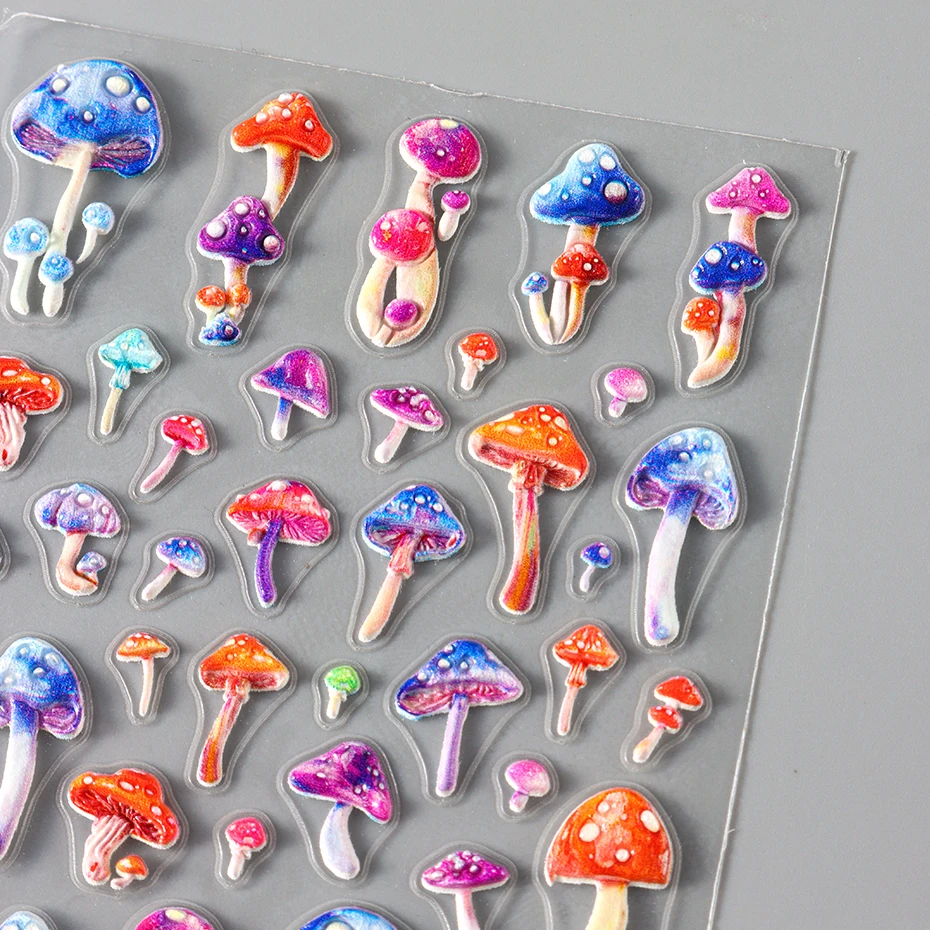 Pegatinas de Arte de uñas en relieve 5D, calcomanías autoadhesivas, diseños coloridos, deslizadores de esmalte de Gel, decoración de uñas DIY