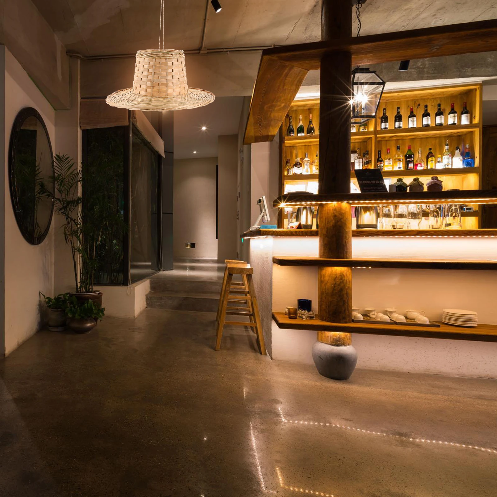 Bamboo Pendant Lamp Shade Woven Chandelier Cover Chinese Style Atmosphere Beautify Space Long Term Use Pendant Lamp Shade