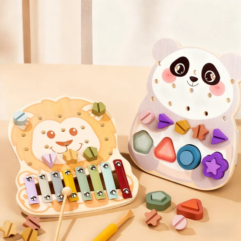 幼児早期教育玩具 ネジ モンテッソーリ 動物 木製シロフォン 楽器玩具 知育玩具 ビジーボード 幼児 クリスマス