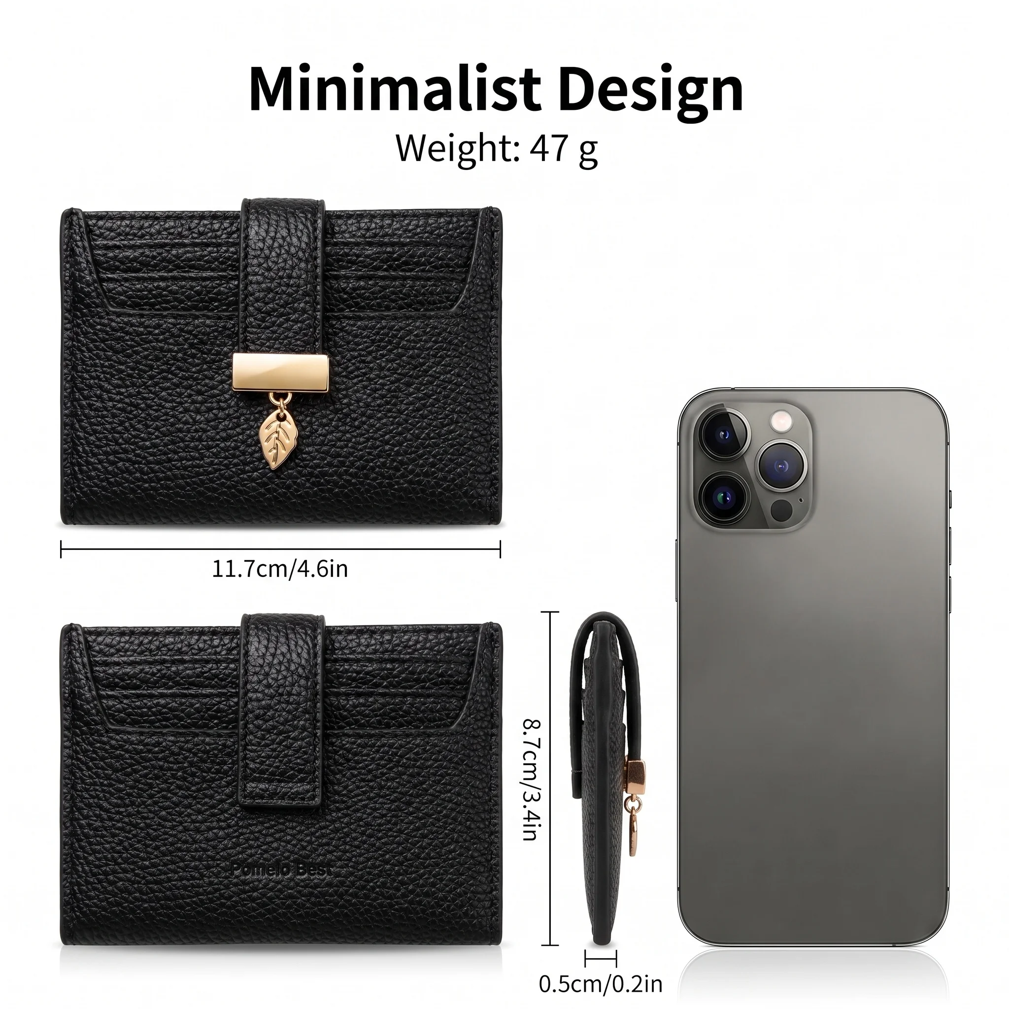 Women PU Leather RFID Blocking Card Wallet Slim Mini Credit Card Holder 7 Slots Coin Purse Leaf Pendant Portable Pocket Purse