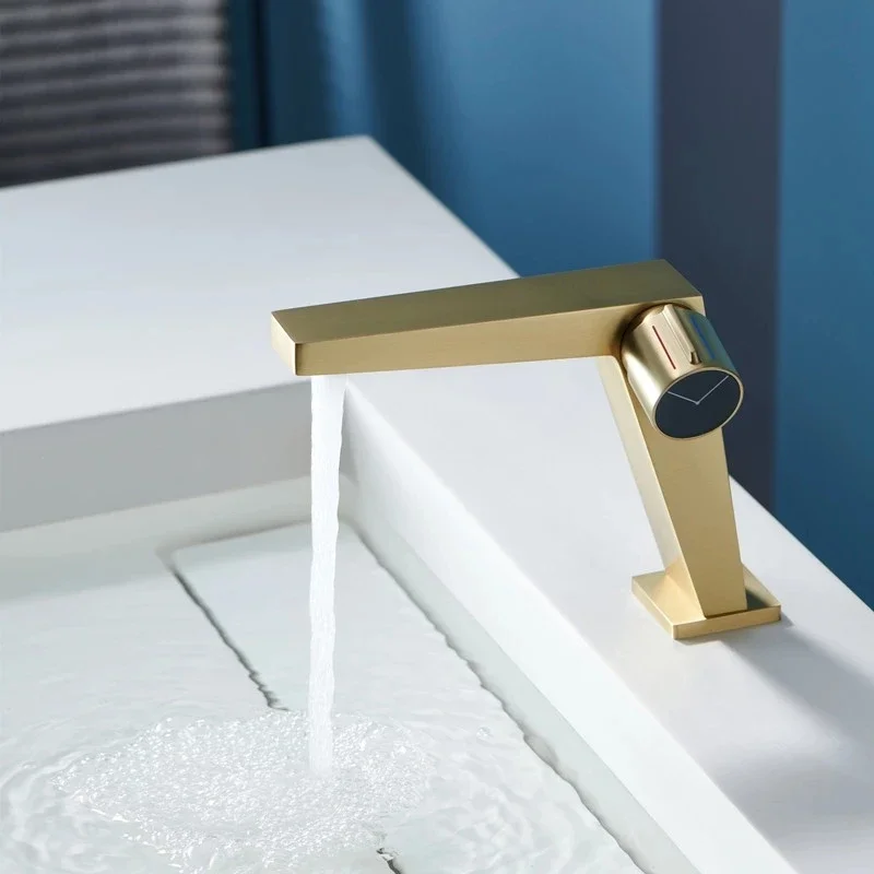 

Brushed Gold Bathroom Faucet Rose Gold Bathroom Basin Cold & Hot Water Mixer Sink Tap Deck Mounted Black & Gold Tap