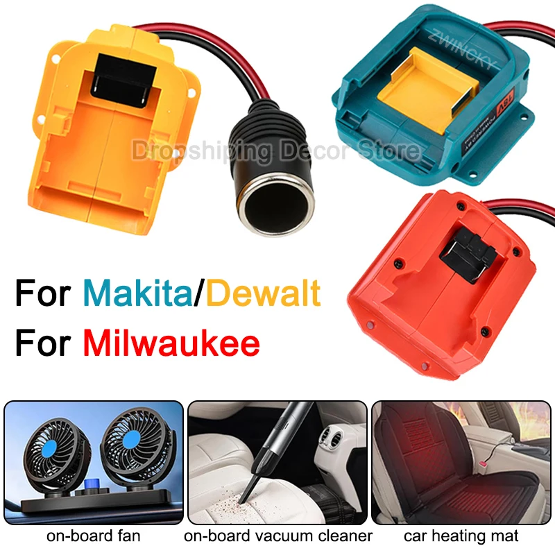 

Понижающий преобразователь от 18 В до 12 В для Makita/Dewalt/Milwaukee, литий-ионный аккумулятор 12 В, 18 В, интерфейс прикуривателя, адаптер силового колеса