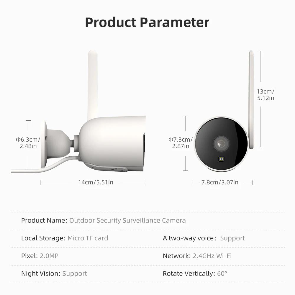 AVATTO Tuya WiFi 2MP Smart Ultra-Clear Camera With Motion Detection,Outdoor Wireless Real-time APP Alerts,For Alexa Google Home
