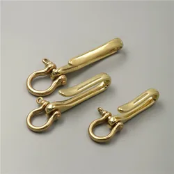 Solid Brass Belt U Hook Keychain Key Ring Wallet Fob Clip Retro Vintage Fish Hook with 3 Sizes Available DIY Accessories