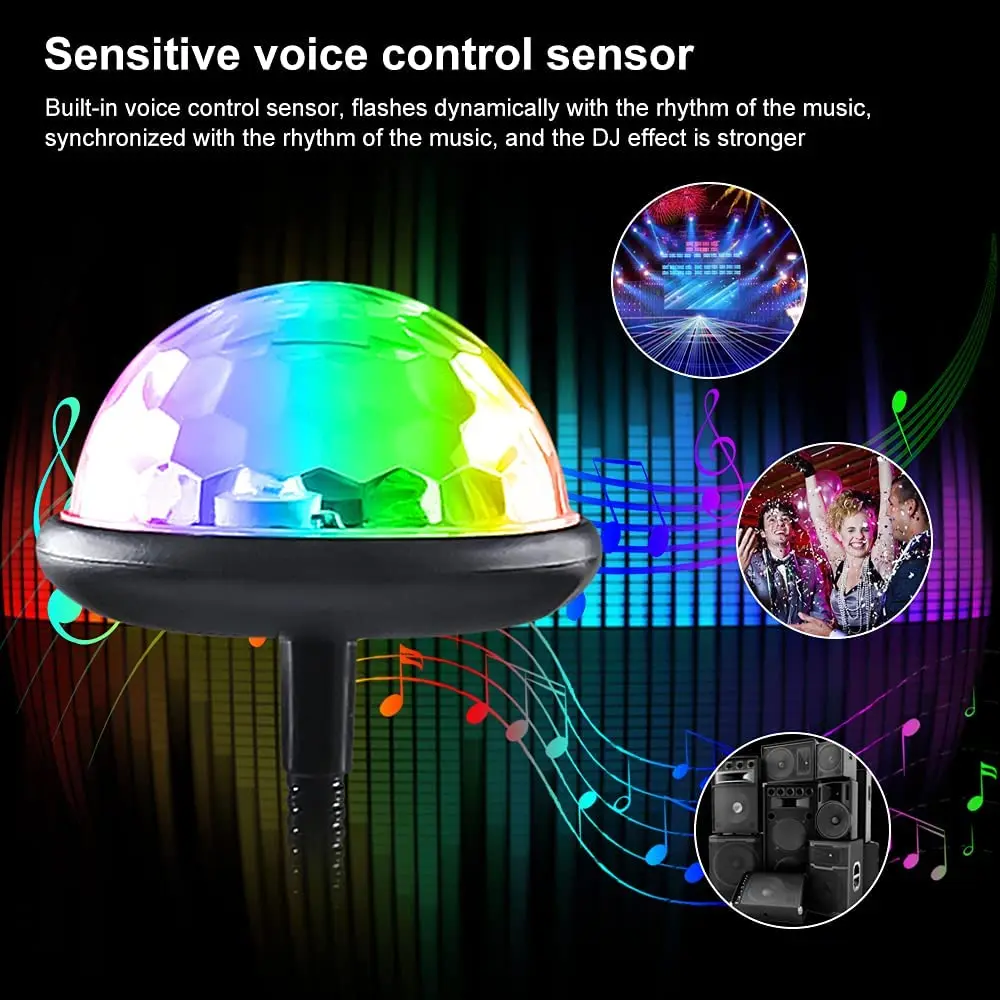 Dj Lighting Sound Party Auto USB Mini Disco Party Lights Sound Multi Color Car Atmosphere Decorations Lamp Magic Strobe Light