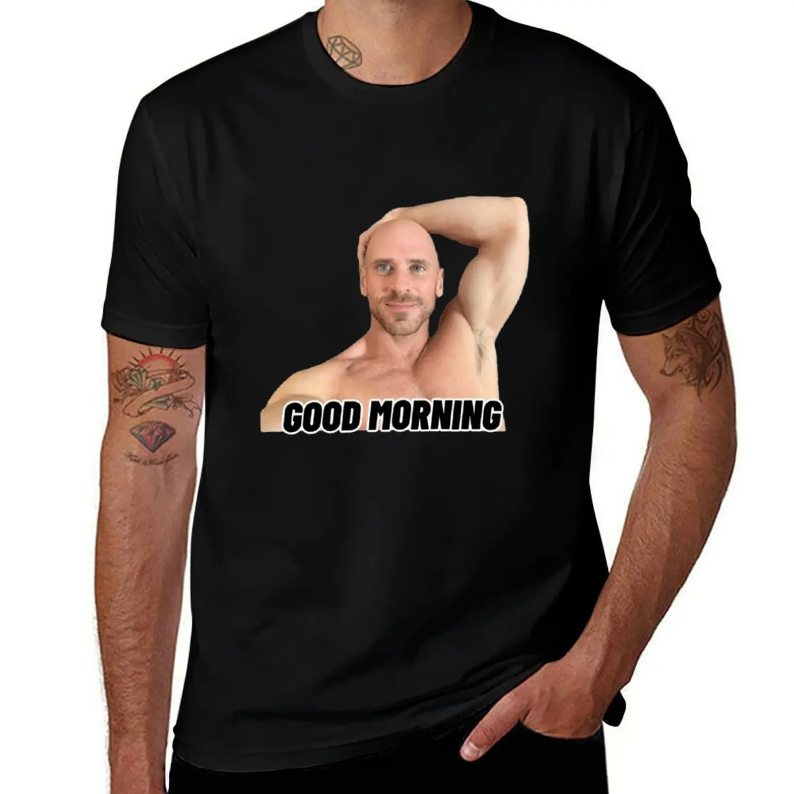 Johnny Sins Good Morning T-Shirt Athletic Quick Dry for Men T-Shirt