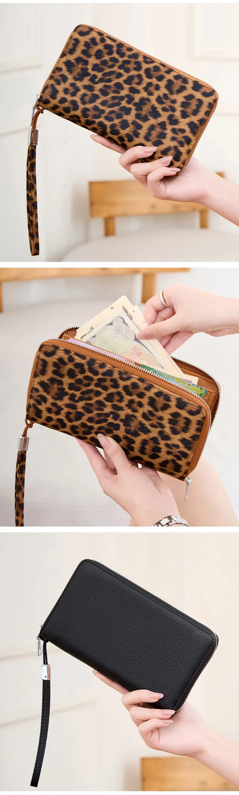 MIYIN Damen-Geldbörse mit RFID-Schutz, Hochwertige PU-Leder-Reißverschluss-Geldbörse, Große Kapazität, Lange Geldbörse, Kreditkarten-Clutch, Handgelenktasche – Detail 4
