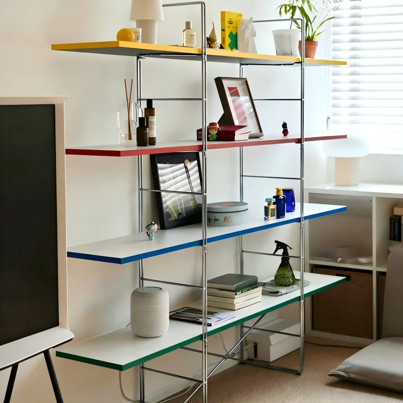 Solid Stainless Steel Bookshelf, Multi-Layer Storage Rack, Industrial & Modern Design for Home/Office