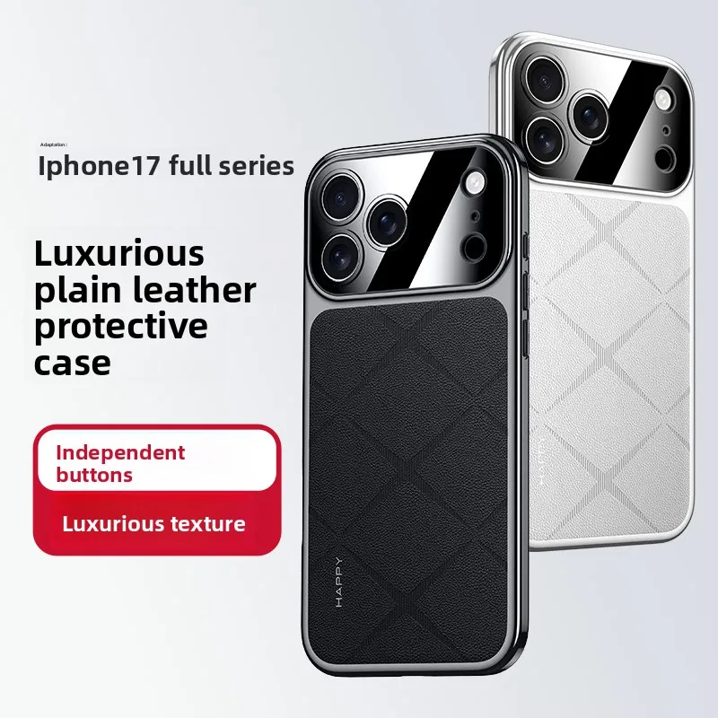 Per iPhone 17 Pro Max Custodia Nuova pelle tinta unita High-end Anti-goccia Foro di precisione Copriobiettivo per iPhone 17 Pro Antiurto Funda