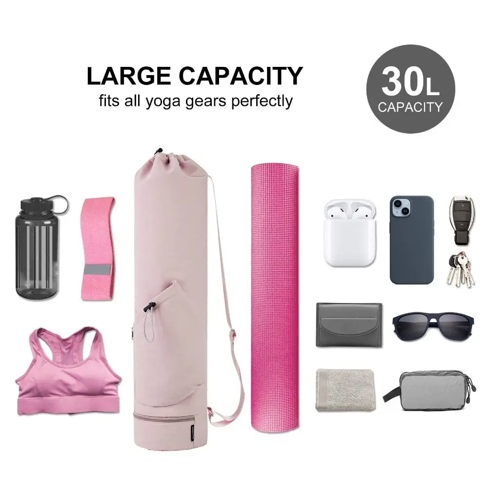 Yoga Backpack Large Capacity Yoga Mat Bag Waterproof Drawstring Breathable Sports Bag Convenience Black Exercise Storage Bag Gym