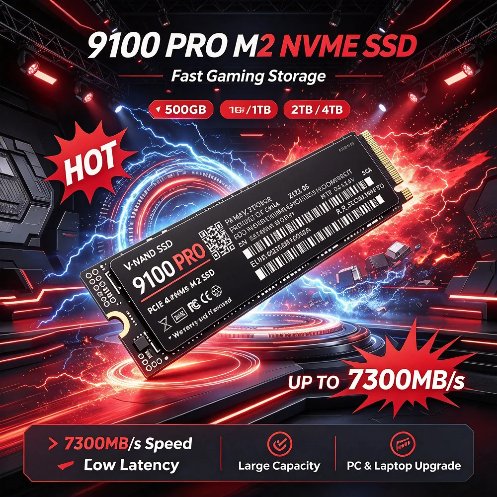 9100 PRO M.2 2280 NVMe SSD PCIe4.0 1TB 2TB 4TB Disco Rígido SSD Interno de Alto Desempenho 7300MB/s para Upgrade de PC Gamer