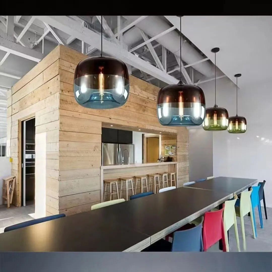 

Modern minimalist personalized colored glass chandelier, dining room bar pendant light, living room decorative lamp
