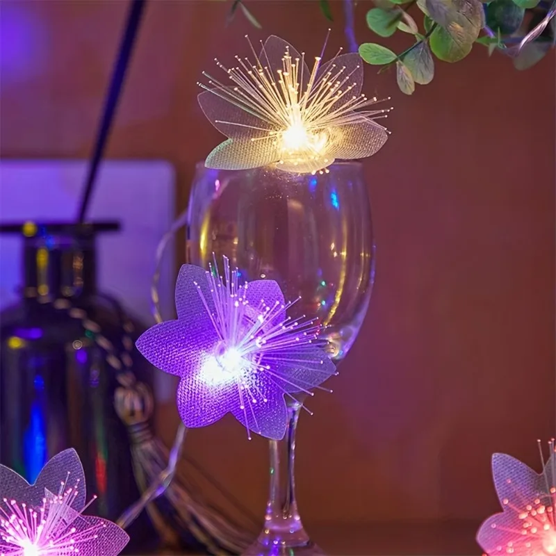 Battery LED Fiber Optic Flower Garland Fairy Lights for Xmas Tree Home Wedding Party Holiday Decoration