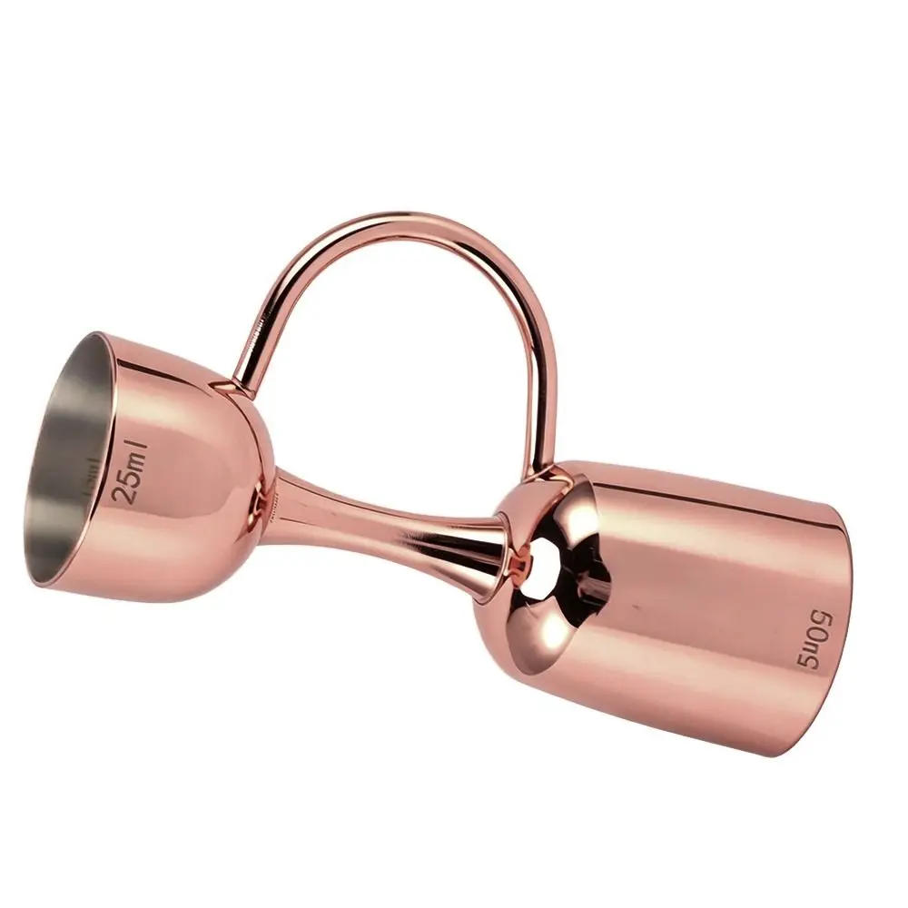 Wear Resistant Stainless Steel Double Sided Jigger Copper Plating Dual End Wine Measuring Cup Bartender Measuring Jigger Home