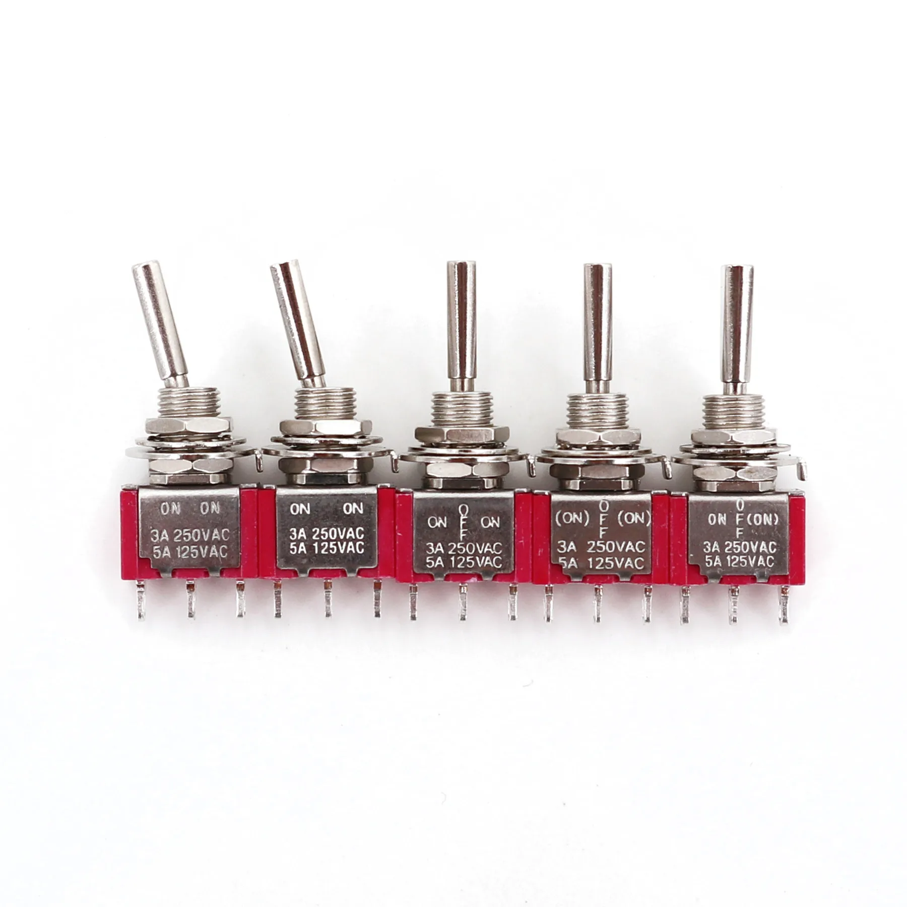 5Pcs SH T80-T U Lever Flat Handle 3-Pin SPDT 6.35mm Panel Mount Mini Toggle Switch for Remote Control