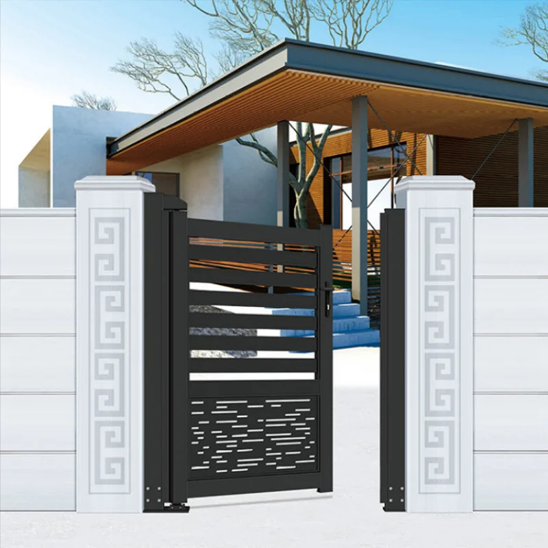 custom.Prima Customized Horizontal Slat Fencing Sliding Gate Courtyard Aluminum Gate Metal Frame Courtyard Door
