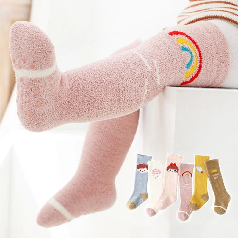 

Newborn Baby Over The Knee Long Socks Non Slip Learning To Walk Floor Socks Thickened Fleece Lined Non Binding for Toddlers​