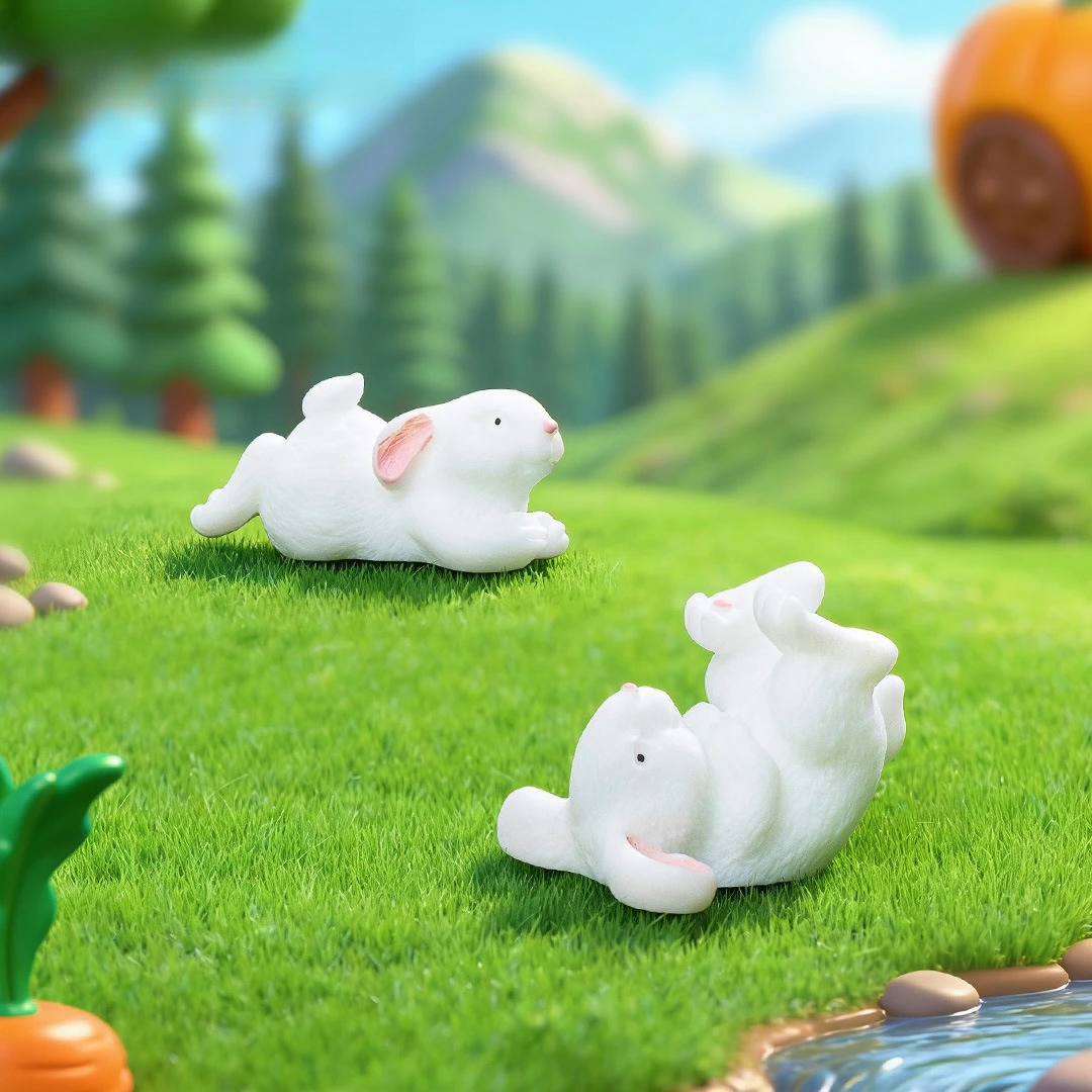 1Pc Mini Resin Bunny Figurine 9 Styles Cute Rabbit Statue Easter Decor Miniature Garden Ornament Micro Landscape Craft