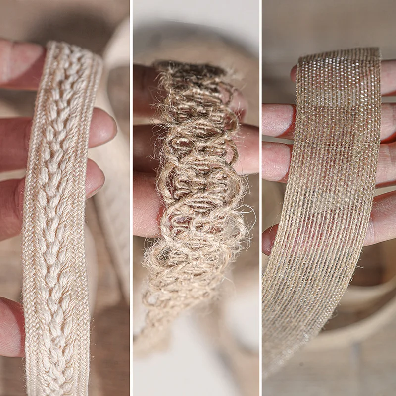 DIY اليدوية حبل القنب مضفر حزام القطن الإبداعية الدانتيل قطاع الرجعية اكسسوارات المنزل الحرف حقيبة الملابس والاكسسوارات