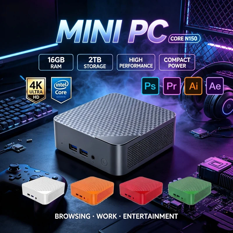 Pc Gaming Editing - Szary Przenośny Mini PC Intel Celeron